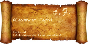 Alexander Fanni névjegykártya