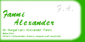 fanni alexander business card